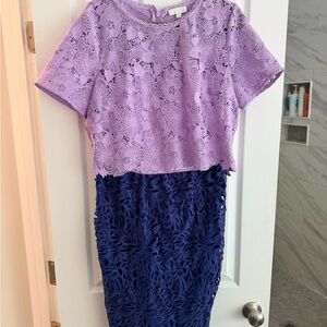 Anthropologie Lavender and Navy Lace Two-Piece Dress